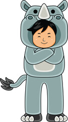 boy wear hippopotamus animal costume