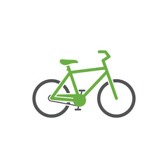 Fototapeta premium Simple green and grey bicycle illustration on a white background, representing eco-friendly transportation and healthy living