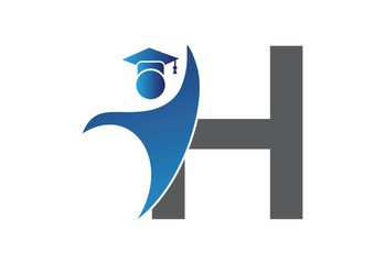 Graduation flat Icon human with latter H design concept