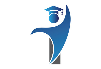 Graduation flat Icon human with latter I design concept