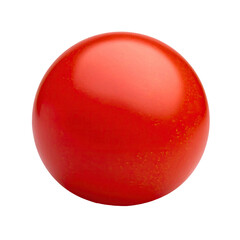 A perfectly round, shiny, vibrant red sphere with a dark edge, isolated on a black background