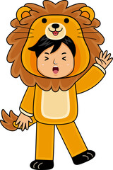 boy wear lion animal costume