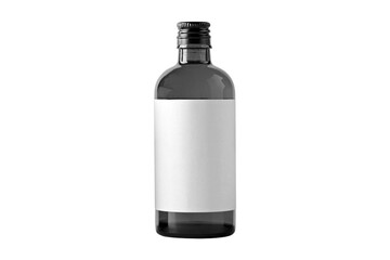 A clear glass bottle with a black lid and empty label, perfect for beverages or beverage display. mockup isolated on background.
3d rendering.