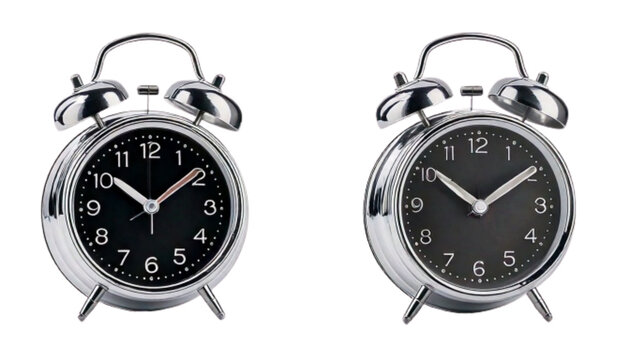 Alarm clock bundle with classic and modern variations isolated on transparent background PNG