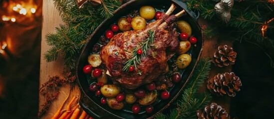 Festive Roast Lamb Centerpiece for a Holiday Celebration Dinner