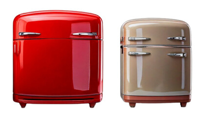 Bold red refrigerator set retro design isolated on transparent background PNG