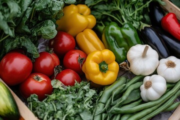 Fresh colorful vegetables displayed at a local market stall