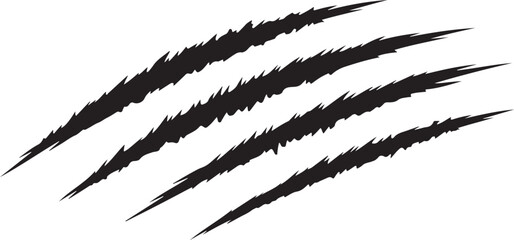 Jagged black claw marks across a white background scratches