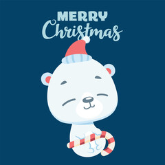 Christmas greeting with a cute polar bear