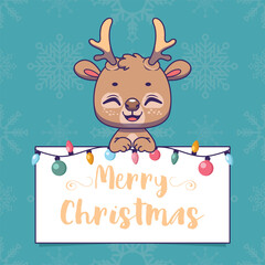 Cute festive greeting with an adorable reindeer