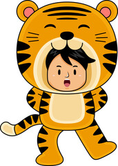 boy wear tiger animal costume