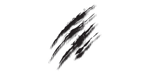 Black Claw Marks Scratching Across White Surface Grunge Texture. © Fendik eps