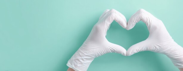The Gloved Hands Forming a Heart Shape Symbolizing Care and Medical Compassion