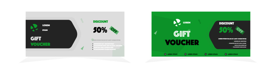 Modern Gift Voucher with Front and Back Design Featuring 50% Discount