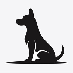 Obraz premium A dark silhouette of a dog sitting in profile with a white collar on a white background.