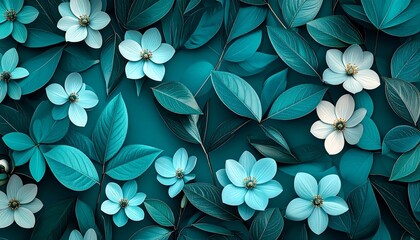 Teal floral pattern