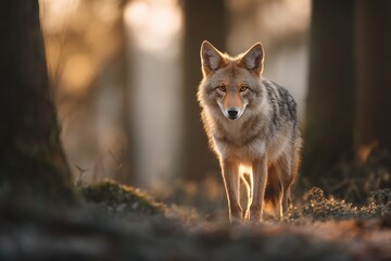 Fototapeta premium Golden Jackal in Golden Hour