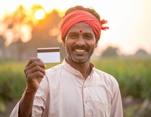 Rural man with debit or credit card