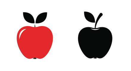 A simple illustration of two apples one red and one black