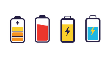 Illustrative representation of battery levels ranging from full to low charge