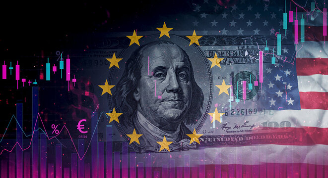 Financial Trends Dollar Euro Global Economy USA Growth Investment Trade American Currency Economic Indicators Markets