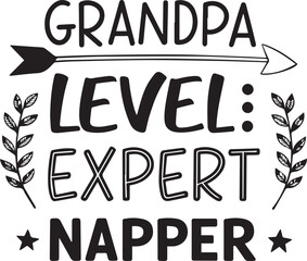 Grandpa level expert napper funny saying with arrow and leaves