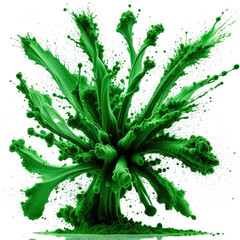 Exploding green plant with vibrant detail, abstract, dynamic growth