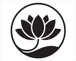 Elegant lotus flower vector symbol in circular frame