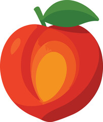 Red and orange abstract fruit with green leaf apple