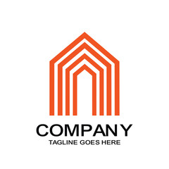 Fototapeta premium Abstract Geometric Line House Home Construction and Real Estate Logo