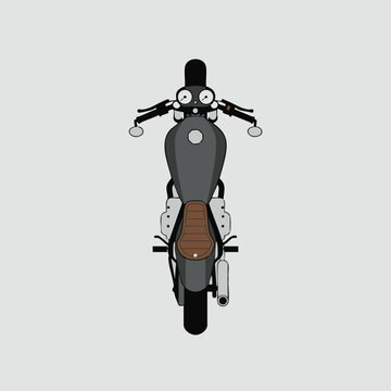 Flat vector caf&eacute; racer motorcycle top view minimalist design top-down