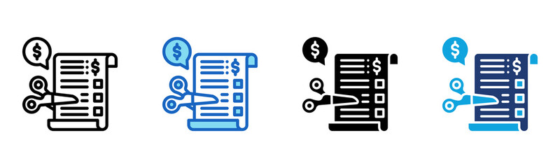 Spending Cut icon Multi Style Vector Illustration