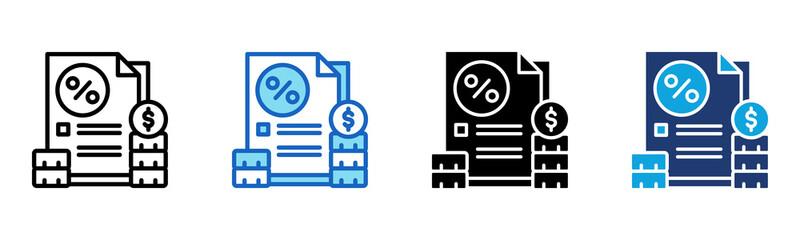 Tax icon Multi Style Vector Illustration