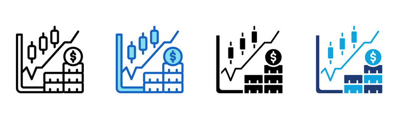 Stock Market Investing icon Multi Style Vector Illustration