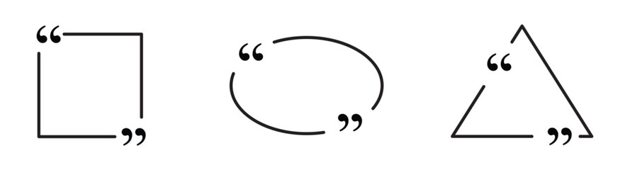 Quote box frames set. Bubble quotation, comment, message borders. Blank quote boxes for text. vector illustration . 