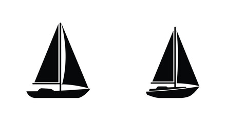 Simple black and white illustration depicting two sailing boats side by side