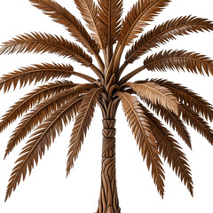 Brown palm tree detailed render with a black background