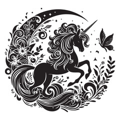 Fototapeta premium unicorn silhouette vector set