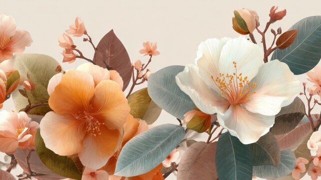 gandhi jayanti minimalist floral design with abstract leaves and flowers