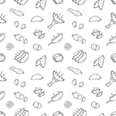 sausage pattern. grill sausage seamless pattern. doodle sausage seamless pattern. grill sausage background
