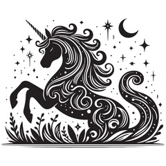 Fototapeta premium unicorn silhouette vector set