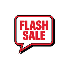 Red and white flash sale speech bubble graphic