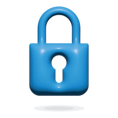 3d blue lock Icon in trendy style isolated on white background. Security symbol for your web site design, logo, app, UI. Modern blue padlock icon sign symbol. Render vector illustration, EPS 10. 