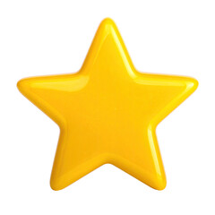 Shiny, five-pointed yellow star, rendered against a black background, with glossy, smooth finish