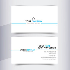 Minimalist Business Card Template — Clean Corporate Identity Design with Blue Accent and Shield Logo

