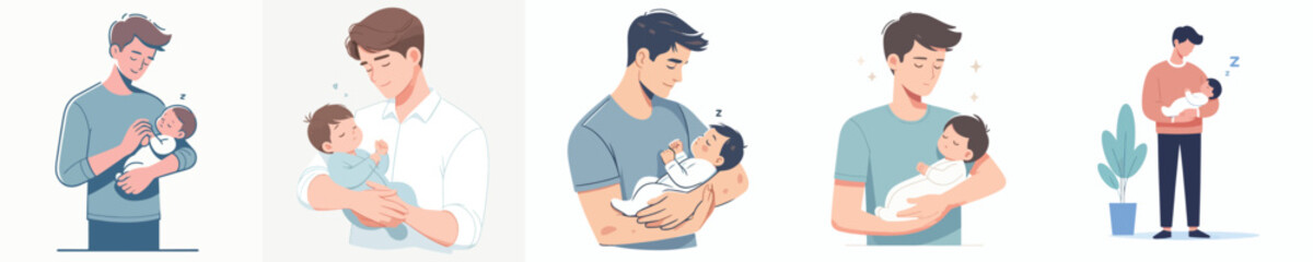 vector of a mother holding a baby born