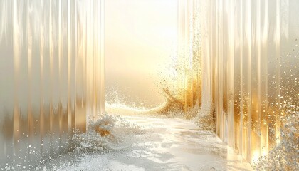 Naklejka premium A magical and ethereal fantasy landscape with a golden, sunlit path, symbolizing a journey to heaven or a dream world.