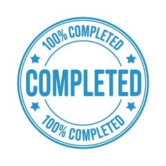 Circular stamp indicating 100 percent completion