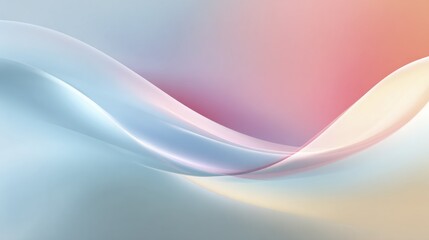 Fototapeta premium Smooth flowing iridescent curves creating soft ethereal wave shapes on a gentle pastel gradient background
