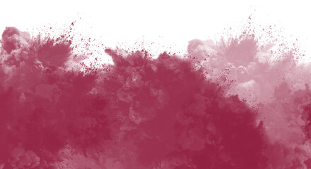 Dramatic explosion of dark red powder isolated on transparent background creates a powerful visual impact, perfect for adding energy and intensity to designs